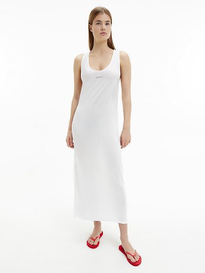 Calvin Klein Fürdőruha HU647135 | Calvin Klein Core Essentials Női Strand Maxi Ruha Fehér